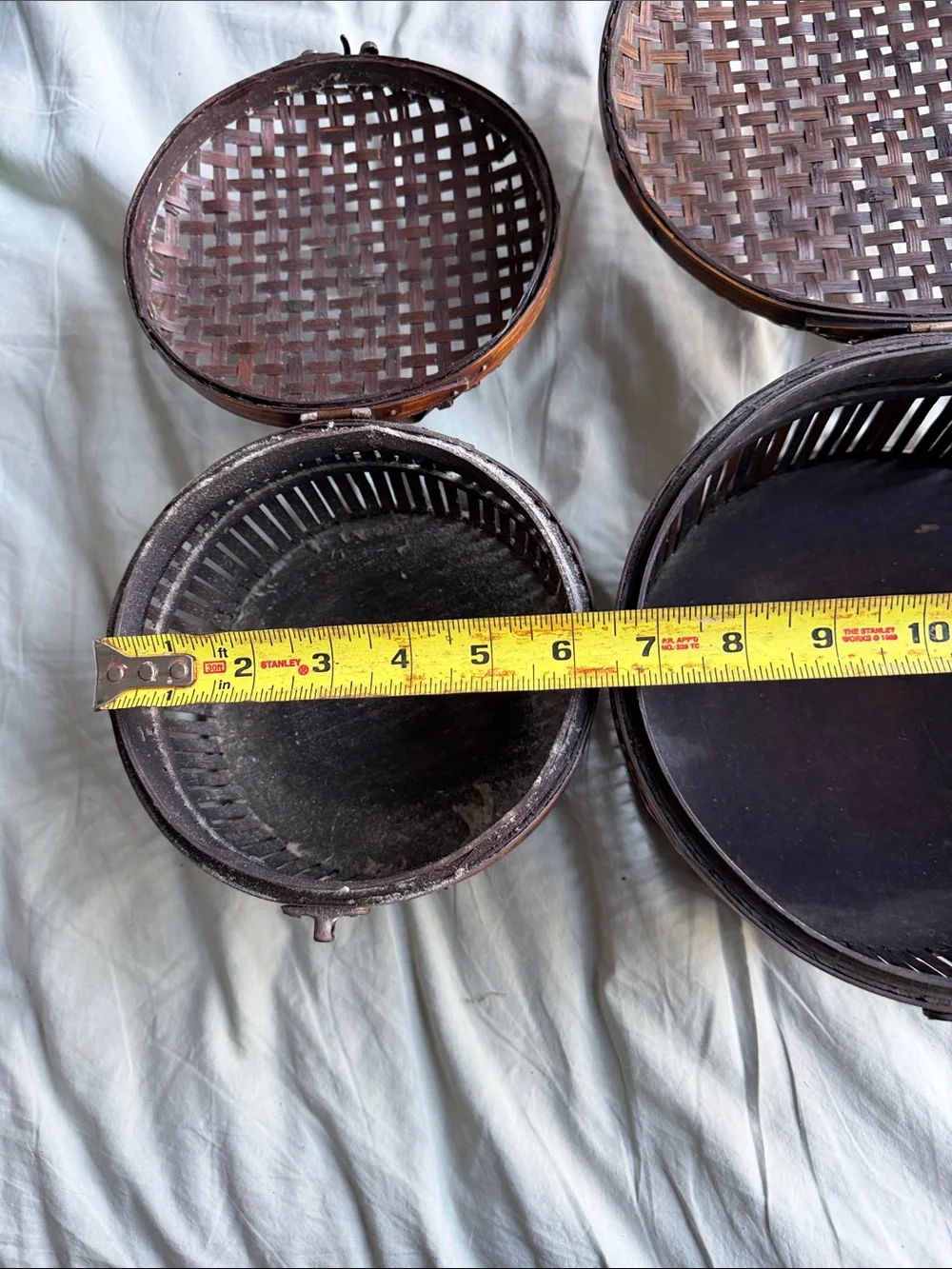 Set of 2 Round Woven Rattan Storage Baskets - Brown